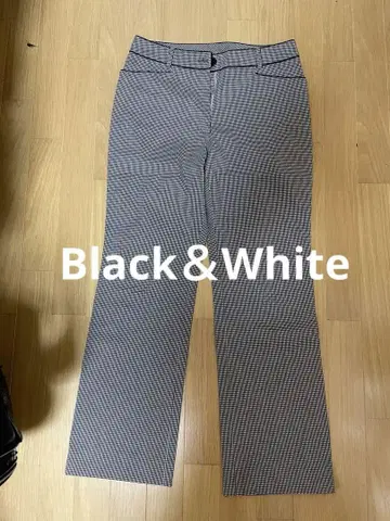 블랙 & 화이트 체크 무늬 팬츠 3
