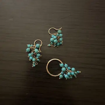 agete 아가트 터콰이즈 비즈 귀걸이&반지