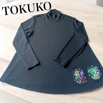 TOKUKO A 라인 튜닉 블랙 심플 하이넥