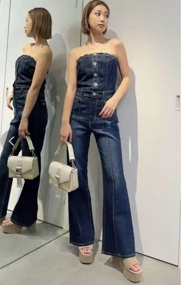 GYDA 백 리본 데님 올인원 S