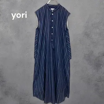 yori 요리 스트라이프 백 드레이프 셔츠 원피스 슬리브리스