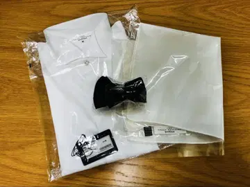 화이트 셔츠 M 보타이 블랙 포켓 치프