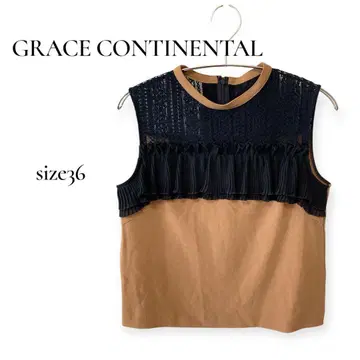 GRACE CONTINENTAL 레이스 절개 프릴 슬리브리스 36 사이즈
