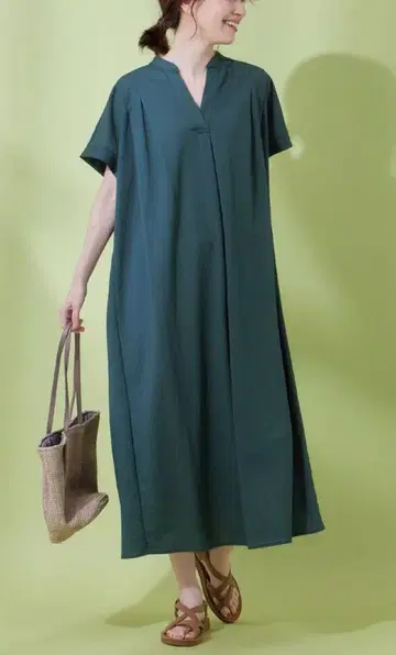 애니팜 내추럴 와셔 원피스 사이즈 4 블루그린