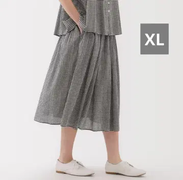 무인양품 강선 보일 개더 스커트 여성 XL 블랙 체크
