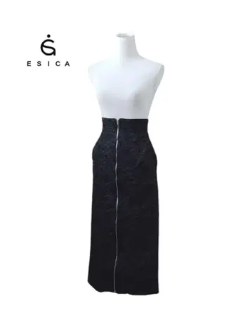 # ESICA 에시카 꽃무늬 자카드 더블 지퍼 타이트 롱 스커트
