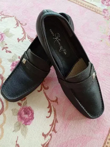 긴자 카네마츠] 블랙 가죽 로퍼 낮은 힐