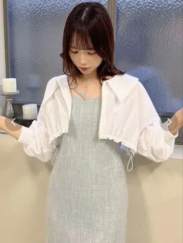 dazzlin 숏 개더 블루종 화이트