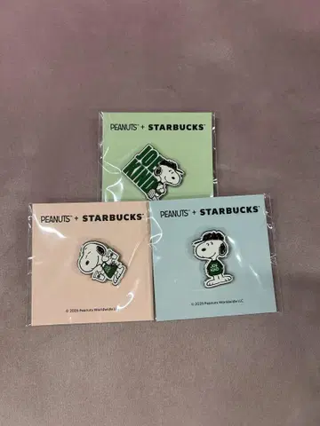 스타벅스 스누피 핀 배지 3개 세트