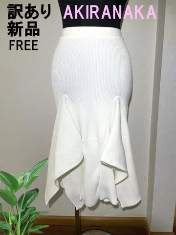 AKIRANAKA 드레이프 패널 리브 스커트 FREE 화이트