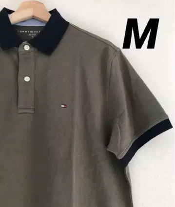 Tommy Hilfiger 피케 셔츠 올리브 그린 네이비 옷깃 M