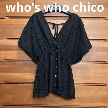 who's who chico 블랙 레이스 블라우스 반팔 후즈 후 치코