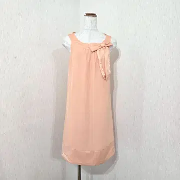 H&M 리본 포함 슬리브리스 원피스 살몬 핑크 계열 (M)