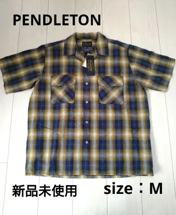 Pendleton 반팔 셔츠 블루와 노랑 체크