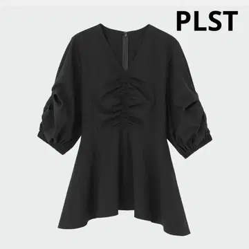 PLST 축구 페플럼 블라우스 오피스웨어 블랙 여름 블라우스 XS