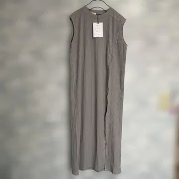 앙제 슬리브리스 컷 티셔츠 원피스 그레이