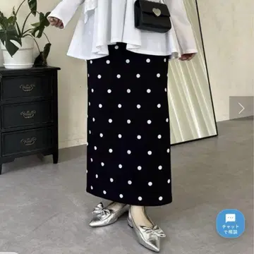 물방울 패턴 타이트 롱 스커트