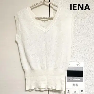 IENA V넥 슬리브리스 니트 린넨 65% 화이트 아이보리