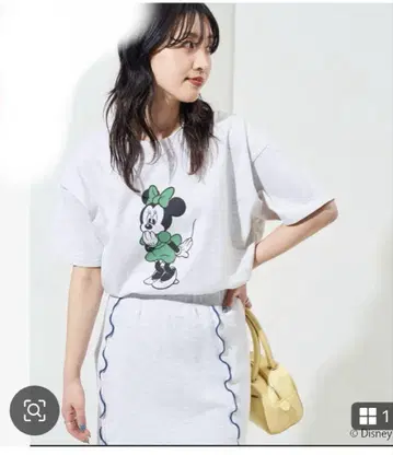 한정판 미니 마우스/앞뒤 프린트 반팔 티셔츠