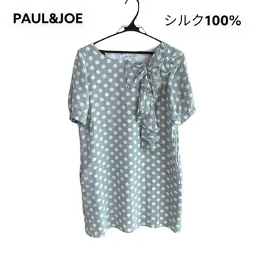 PAUL&JOE 시스터 실크 100% 원피스 여름 도트 시원함 스카이블루