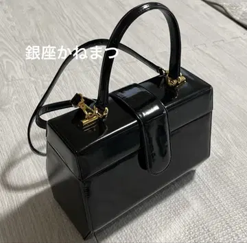 긴자 카네마츠 에나멜 파티 백 블랙 2way 베니티 백