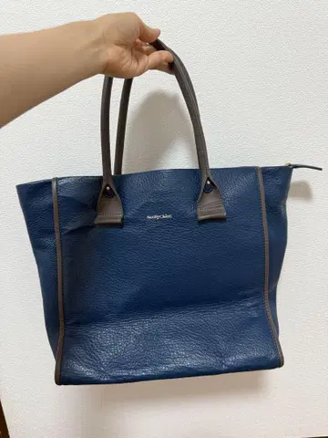 네이비 가죽 토트백 코인 케이스 포함
