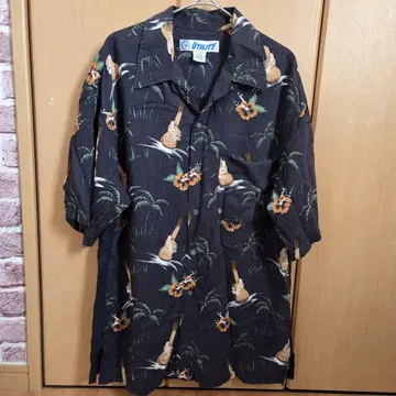 90's UTILITY 백 프린트 알로하 셔츠 블랙 S