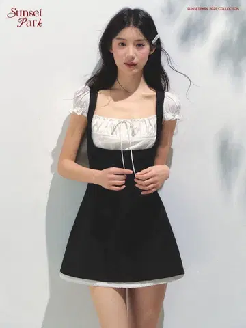 Sunset Park 반팔 미니 원피스 블랙/화이트