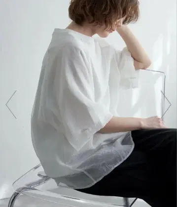 notch 오간자 T 블라우스 시스루