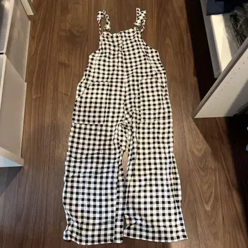 ZARA 깅엄 프린트 살로펫 오버롤 M 사이즈