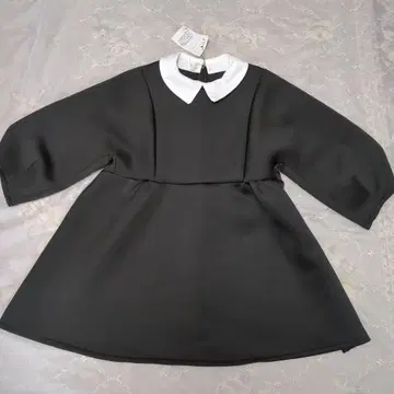새상품 flesm 종이상자 니트 블랙 화이트 카라 A 라인 튜닉 F