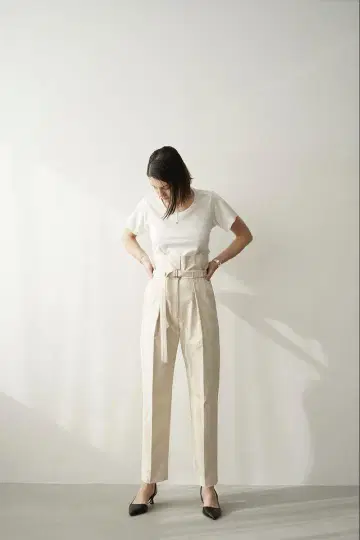 CLANE H/W BELTED BAKER PANTS 아이보리