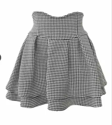 미셸 마카롱 슬림 레그 스커트 S 깅엄 체크
