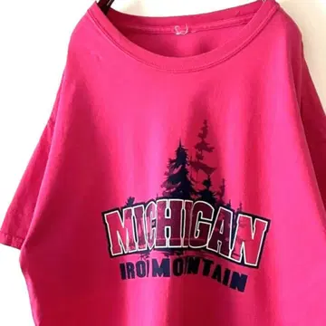 미시건 MICHIGAN IRON 마운틴 티셔츠 핑크 구제 의류