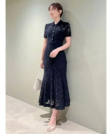 스나이델 SNIDEL 레이스 폴로 드레스 2025SS 블랙 S 사이즈