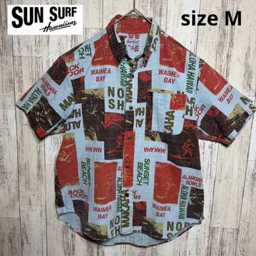 SUN SURF] 하와이안 서핑 스팟 패턴 알로하 셔츠 빈티지 복각