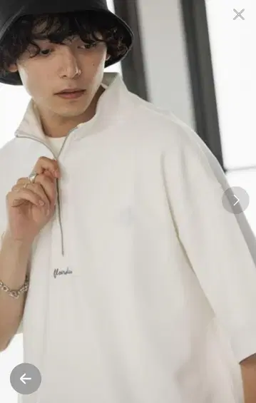 RAGEBLUE 작은 자수/조젯 하프 지퍼 티셔츠 L