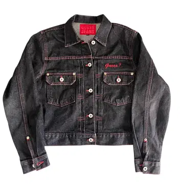 90s GUESS/2nd/블랙 데님 자켓/데님 자켓/USA제