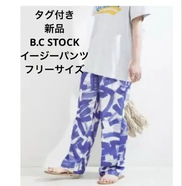 택 포함 새상품 B.C STOCK 워터 컬러 프린트 이지 팬츠