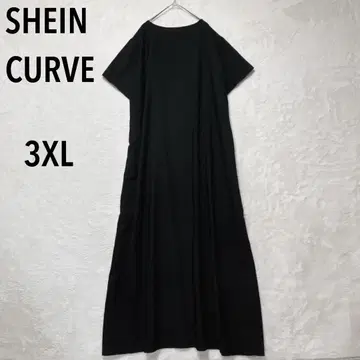 쉬인 커브 롱 원피스 3XL 빅 사이즈 루즈한 반팔 무지