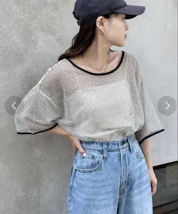 CIAOPANIC TYPY 시어 레이스 보더 링거 티셔츠