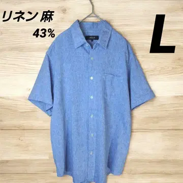 린넨 43% L 사이즈 여성용 반팔 셔츠 COMME CA ISM