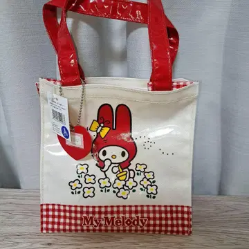 마이멜로디 비닐 가방 토트백 토트 가방 체크 빨간 망토