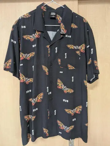 GODZILLA vs HUF 알로하 셔츠 L 블랙 나비