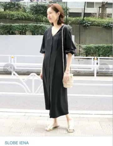 SLOBE IENA V넥 프론트 버튼 타이트 원피스 사이즈 38