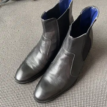 카미시마치나미 블랙 가죽 사이드 고어 부츠 36
