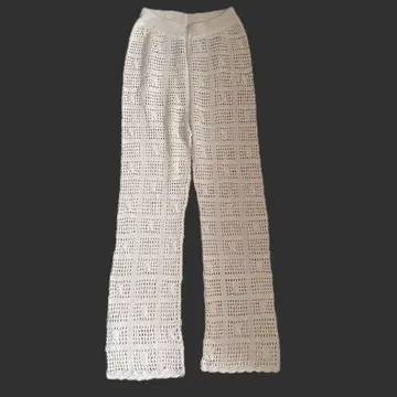 MOUSSY 레이스 니트 화이트 플레어 팬츠
