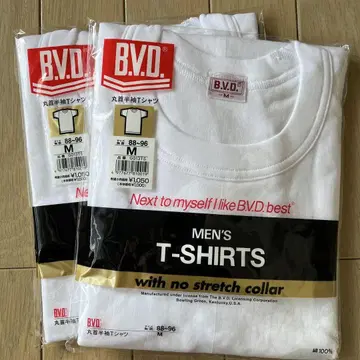 B.V.D. 남성용 티셔츠 M 화이트 2장 세트 미사용 새상품