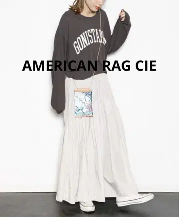 AMERICAN RAG CIE 개더 디자인 롱 스커트 라이트 그레이
