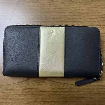 케이트 스페이드 장지갑 바이컬러 블랙 골드 지퍼식